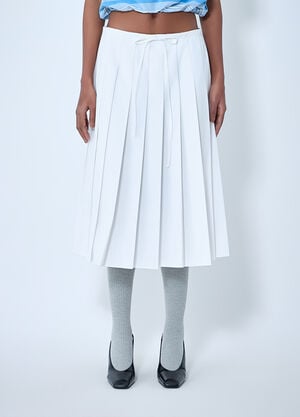 Prada Pleated Midi Skirt White pra0264035