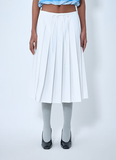 Prada Pleated Midi Skirt White pra0264035
