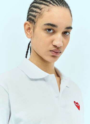 Comme Des Garçons PLAY 로고 패치 폴로 셔츠 화이트 cpl0355004