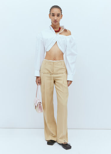 Jacquemus ラ シュミーズ ガリガ クロップ シャツ ホワイト jac0254019