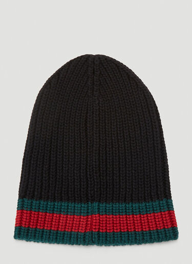 Gucci Intarsia-Knit Beanie Hat Black guc0139042