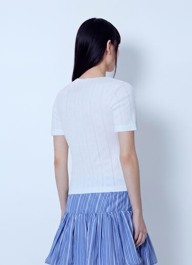 LN-CC® - GANNI: Compact Pointelle Rib Tee - White GANNI Compact Pointelle Rib Tee White gan0265010