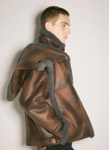 Y/Project Snap-Off Hood-Panel Aviator Jacket Brown ypr0158002