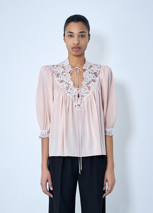 Chloé Lace Trim Blouse Pink chl0263017