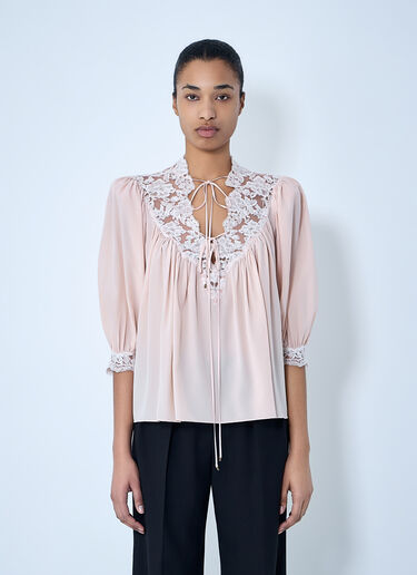 Chloé Lace Trim Blouse Pink chl0263017