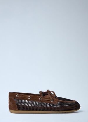 Miu Miu Mesh Loafers Brown miu0263024