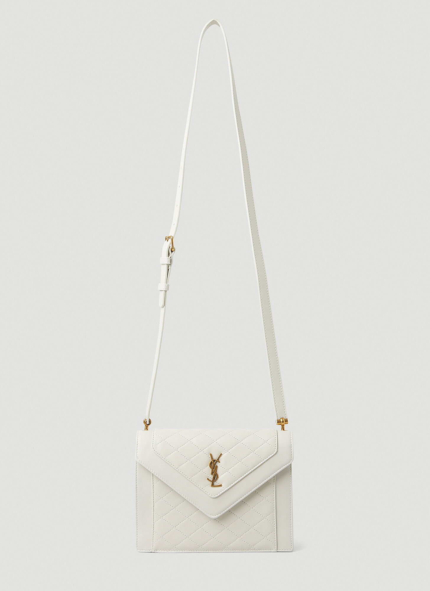 Saint Laurent Gaby Quilted Shoulder Bag In White