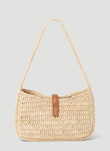 Le 5 A 7 Mini Raffia Shoulder Bag in Beige - Saint Laurent