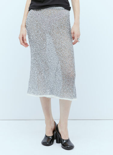 Dries Van Noten Metallic Open Knit Skirt Silver dvn0254023