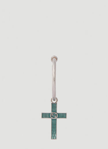 Gucci Single Cross Hoop Earring Silver guc0252001