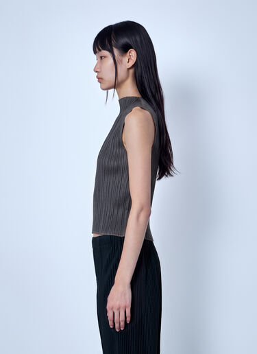 LN-CC® - Pleats Please Issey Miyake: August Colors High-Neck Top - Dark Grey Pleats Please Issey Miyake August Colors High-Neck Top Dark Grey plp0266065