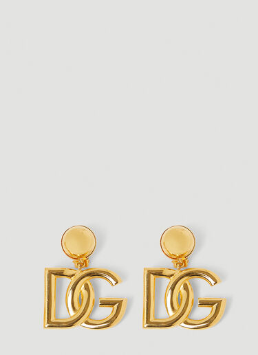 Dolce & Gabbana Logo Pendant Clip On Earrings Gold dol0249105