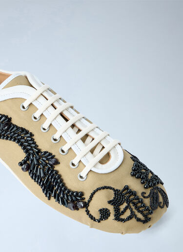 LN-CC® - Dries Van Noten: Embroidered Lace-Up Sneakers - Camel Dries Van Noten Embroidered Lace-Up Sneakers Camel dvn0264054