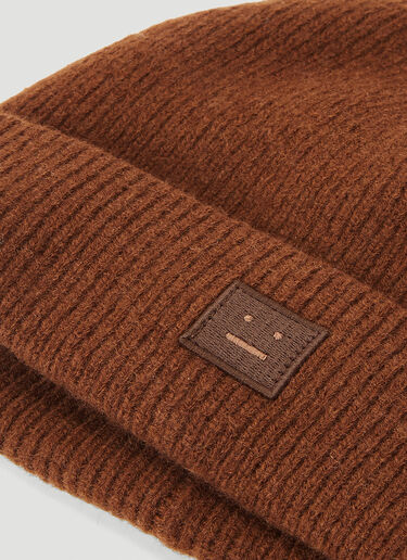 Acne Studios Logo-Patch Beanie Hat Brown acn0141019