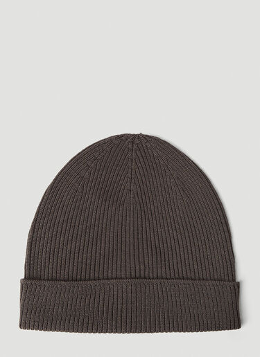 Rick Owens Ribbed Knit Beanie Hat Brown ric0151034