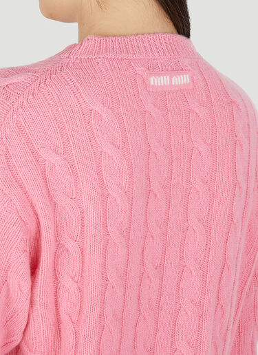 Miu Miu Cable Knit Cropped Jumper Pink miu0250012