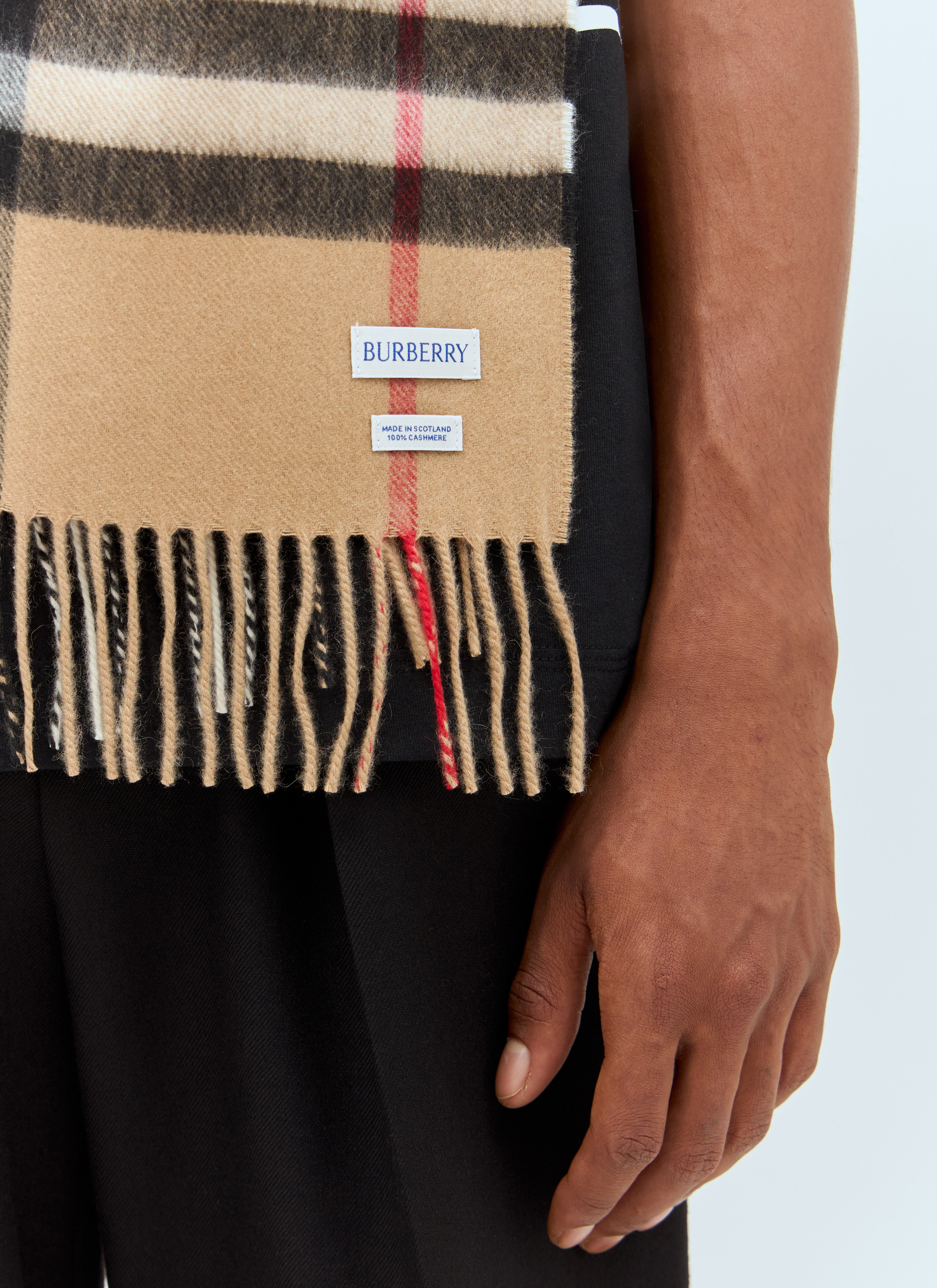 Burberry Men s Giant Check Cashmere Scarf in Beige LN CC