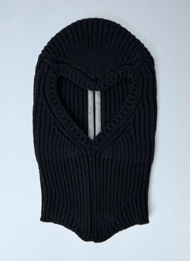 LN-CC® - Rick Owens: Ribbed Knit Balaclava - Black Rick Owens Ribbed Knit Balaclava Black ric0165079