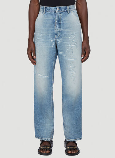 Gucci Distressed Wide-Leg Jeans Blue guc0142035