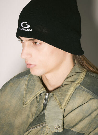Balenciaga Logo Embroidery Beanie Hat Black bal0158024