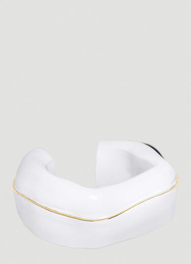 Bottega Veneta Gold-Plated Enamel Ring White bov0245087