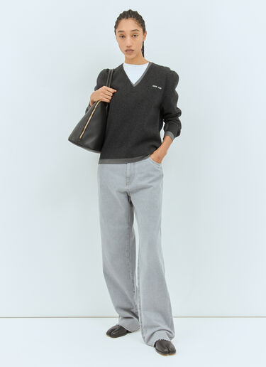 Miu Miu Logo Emboidery Sweater Grey miu0258077