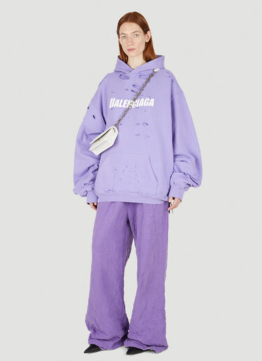 Balenciaga Destroyed Hooded Sweatshirt Purple bal0248011