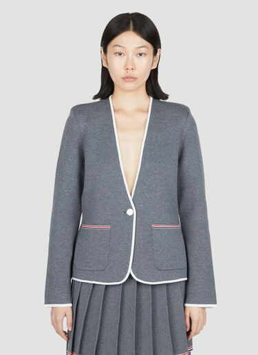 Thom Browne シングルブレストニットジャケット グレー thb0253018