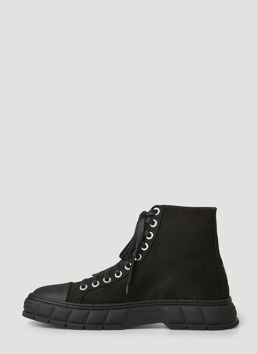 Virón 1982 Waxed Canvas High-Top Sneakers Black vir0346004