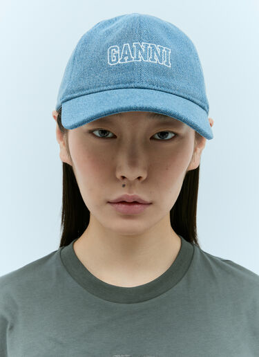 GANNI 刺绣徽标牛仔棒球帽 蓝色 gan0255072