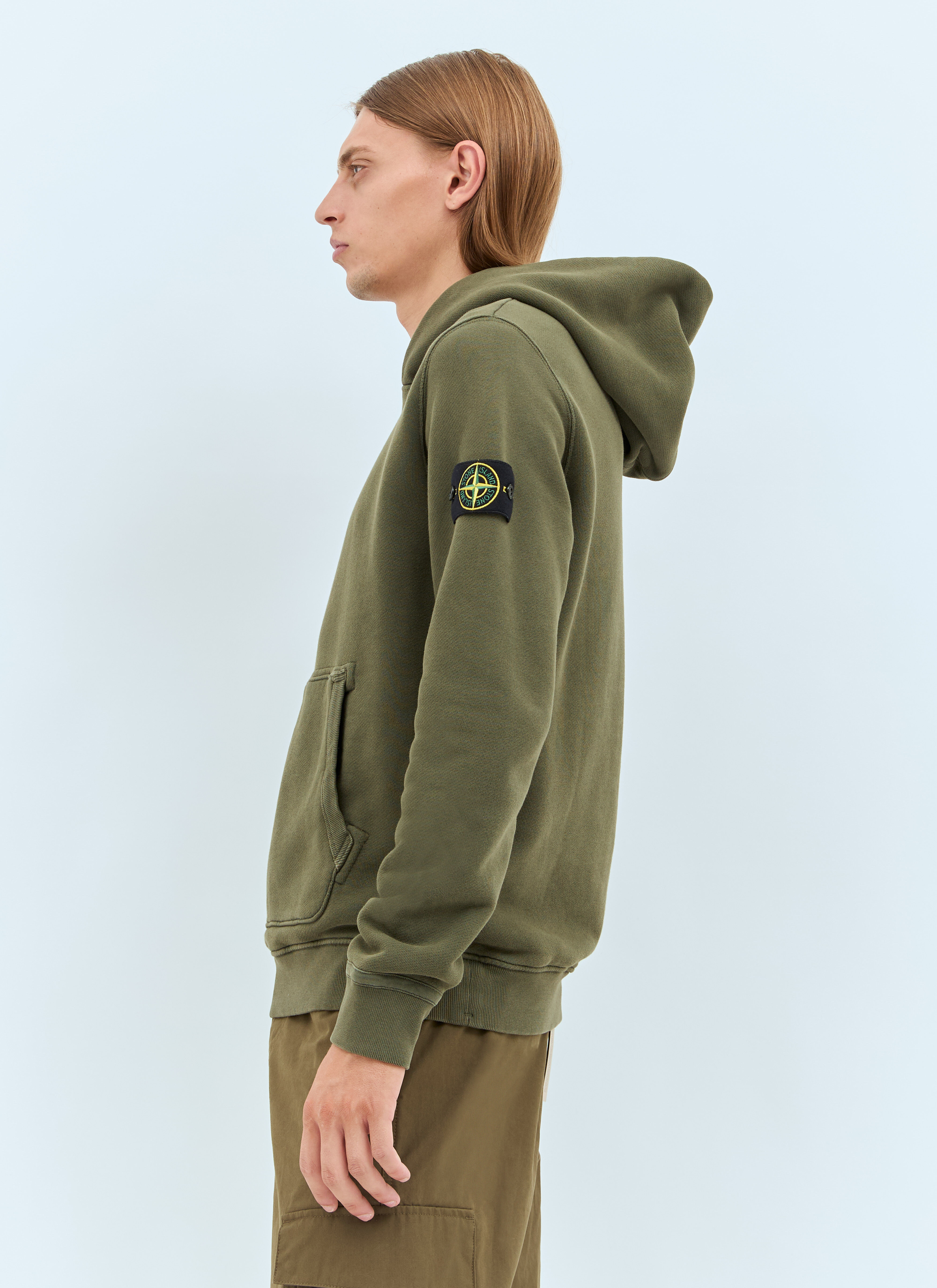 Stone Island Men s Logo Patch Hooded Sweatshirt in Green LN CC