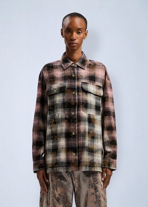 Palm Angels Curved Logo Coated Checkshirt Black pma0262086