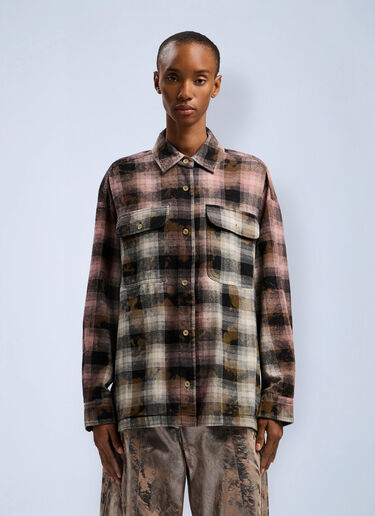 Curved Logo Coated Checkshirt Palm Angels Curved Logo Coated Checkshirt Black pma0262086