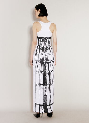 Jean Paul Gaultier 笼子错视画超长连衣裙  白色 jpg0256015