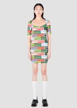 Kenzo ラベル ボディコンミディワンピース グリーン knz0252006
