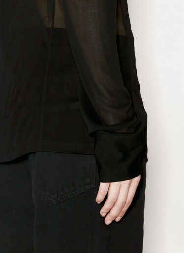 Saint Laurent 绉纱平纹针织 T 恤  黑色 sla0255008