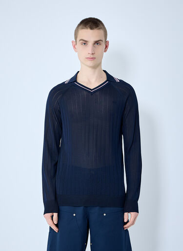 Wales Bonner Roots Polo Shirt Blue wbn0160003