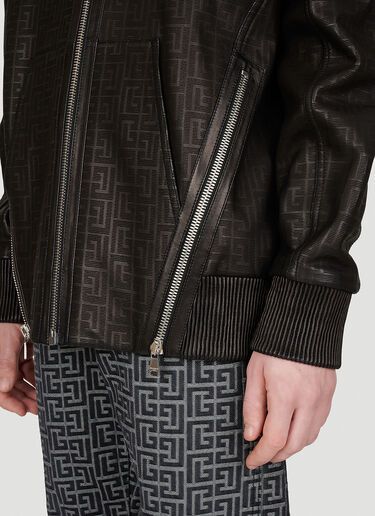 Monogram Lazer-Cut Leather Hooded Jacket Balmain Monogram Lazer-Cut Leather Hooded Jacket Black bln0153010