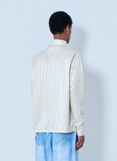 Metalwood Striped Long Sleeve Polo Shirt Beige met0164004