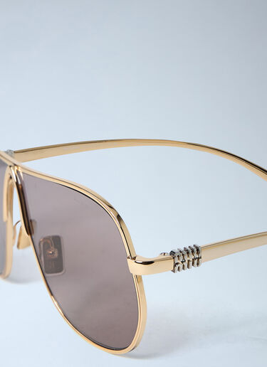 Miu Miu Logo Motif Sunglasses Gold lmu0262003