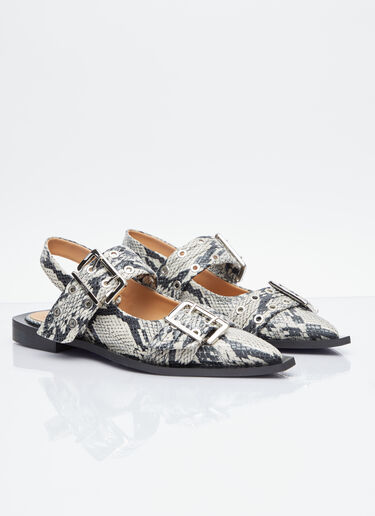 GANNI Chunky Buckle Ballerina Flats Grey gan0254029