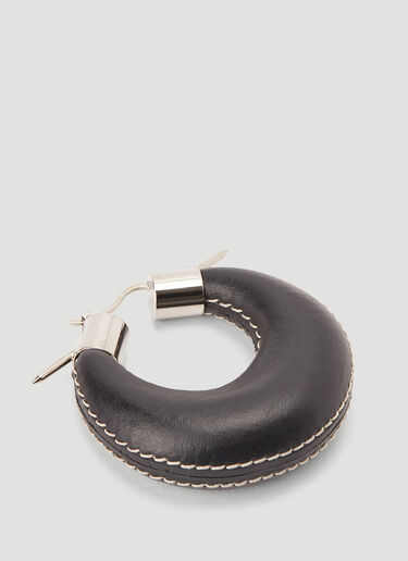 Burberry Stitched Leather Hoop Earrings Black bur0244028
