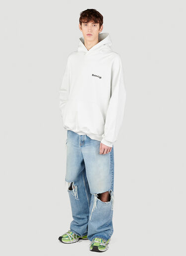 Balenciaga Large Fit Hooded Sweatshirt White bal0153011