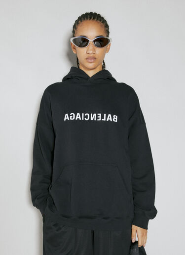 Logo Print Hooded Sweatshirt Balenciaga Logo Print Hooded Sweatshirt Black bal0254021