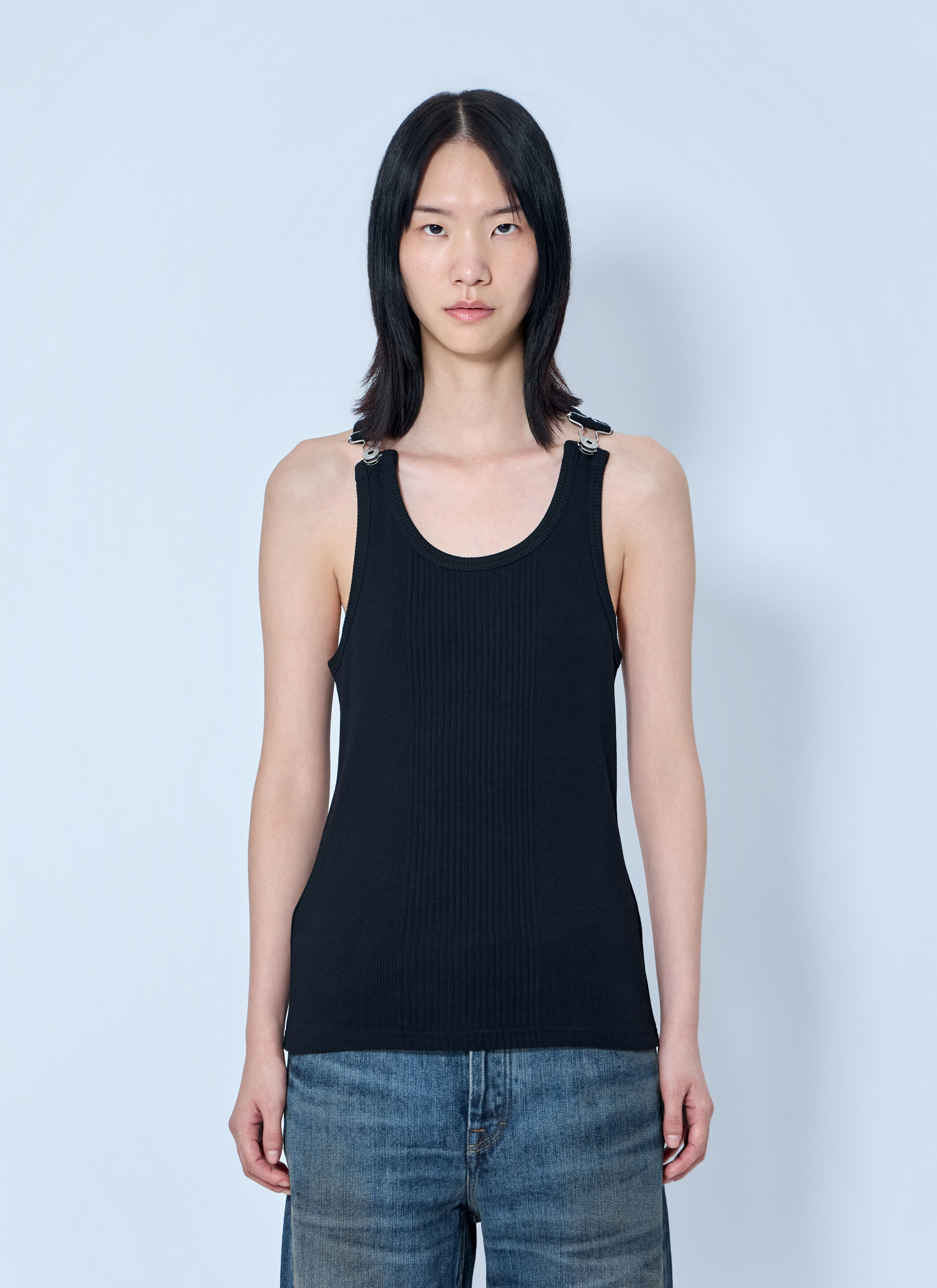 Jean Paul Gaultier Women's' Ribbed Tank Top with Metal Hardware in