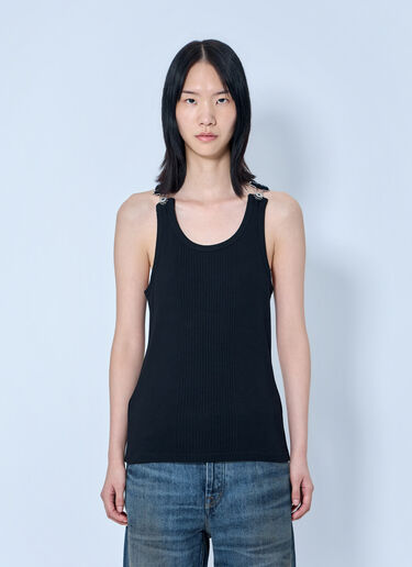 Jean Paul Gaultier Ribbed Tank Top with Metal Hardware Black jpg0364004