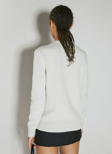 Prada 로고 자수 니트 스웨터 화이트 pra0254013