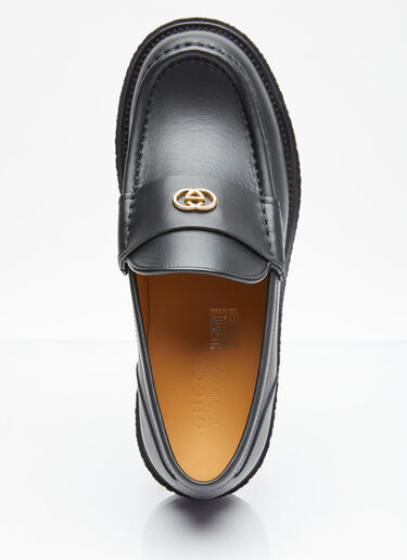 Gucci Logo Plaque Leather Loafers Black guc0155072