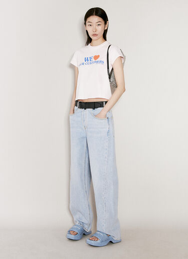 Alexander Wang Leather Belt Balloon Jeans Blue awg0255016