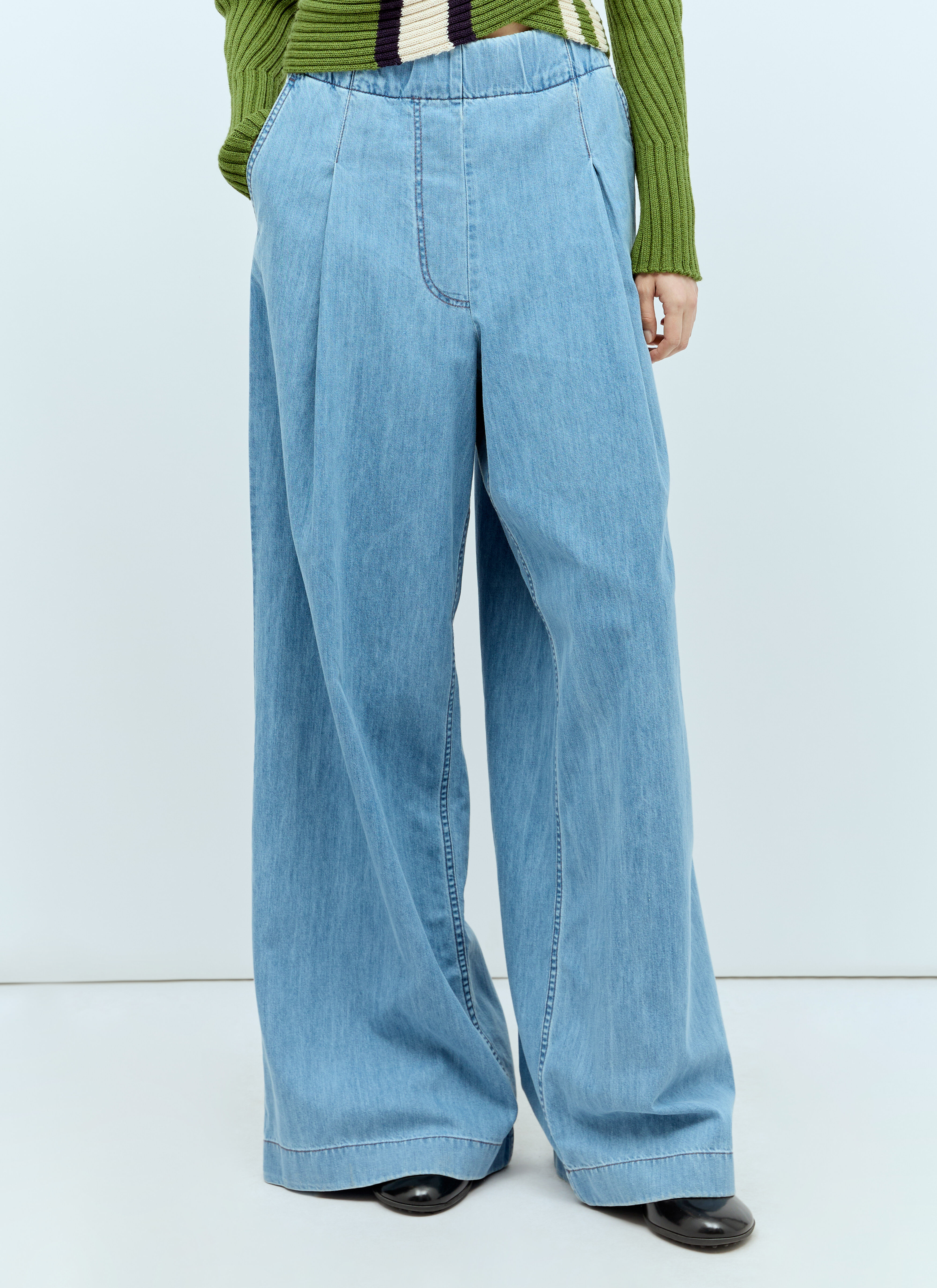 Dries Van Noten Women s Denim Elasticated Waistband in Blue LN CC